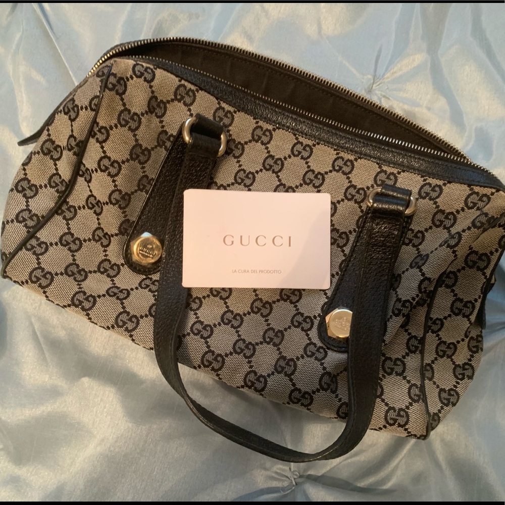 Gucci Black and Gray Shoulder Bag with Iconic Design.  Reposhing
